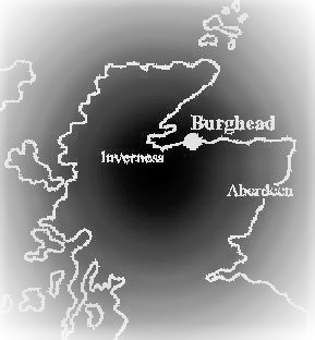 Detailed 
map of Burghead
showing Taigh-togalach's location and places of interest.